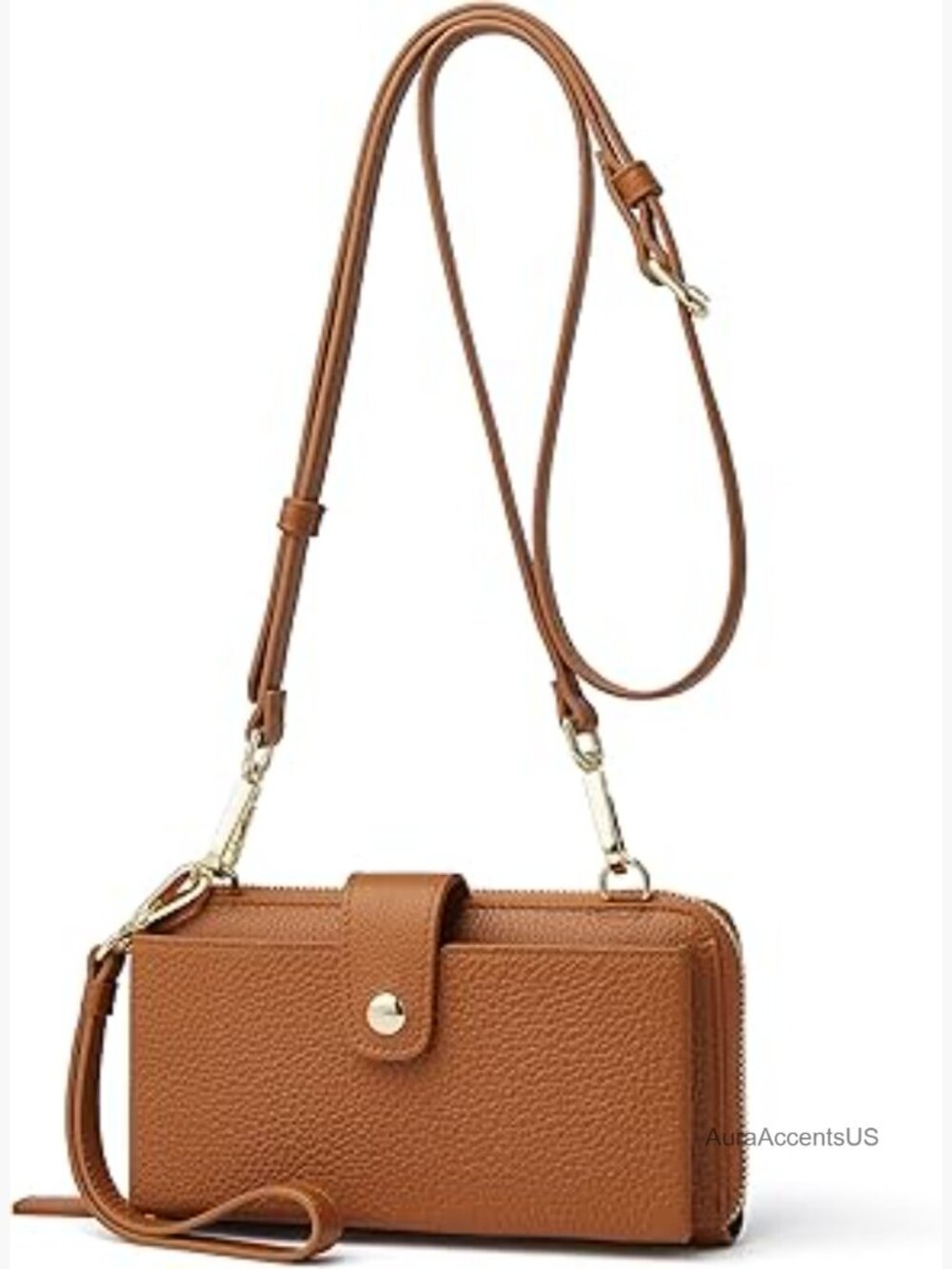 Small Leather Crossbody Cellphone Purse Wristlet Wallet RFID Blocking Two